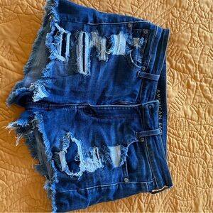 American Eagle Outfitters Distressed Blue Ripped Denim Cutoff Shorts